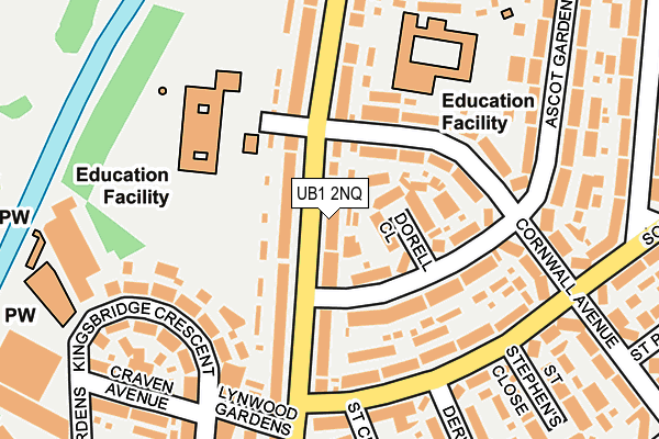 UB1 2NQ map - OS OpenMap – Local (Ordnance Survey)