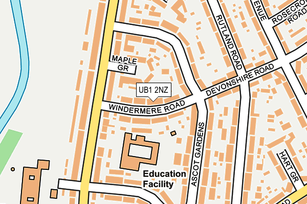 UB1 2NZ map - OS OpenMap – Local (Ordnance Survey)