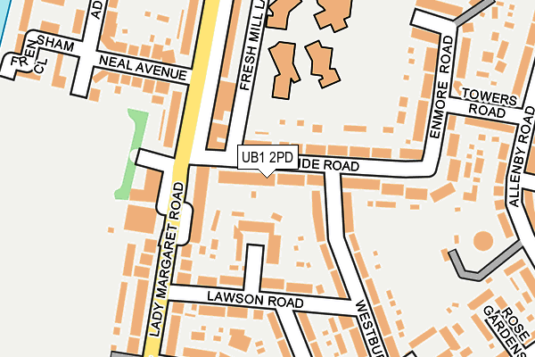 UB1 2PD map - OS OpenMap – Local (Ordnance Survey)