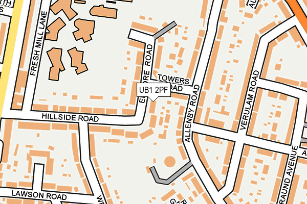 UB1 2PF map - OS OpenMap – Local (Ordnance Survey)