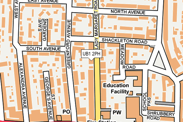 UB1 2PH map - OS OpenMap – Local (Ordnance Survey)