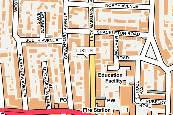 UB1 2PL map - OS OpenMap – Local (Ordnance Survey)