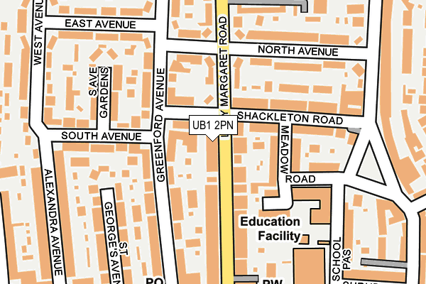 UB1 2PN map - OS OpenMap – Local (Ordnance Survey)