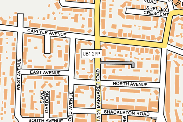 UB1 2PP map - OS OpenMap – Local (Ordnance Survey)