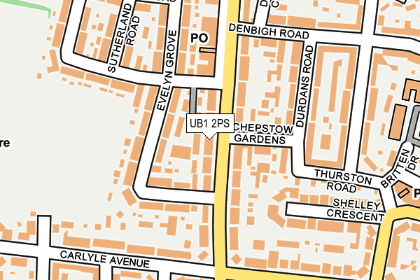 UB1 2PS map - OS OpenMap – Local (Ordnance Survey)