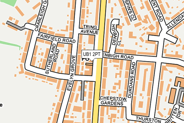 UB1 2PT map - OS OpenMap – Local (Ordnance Survey)
