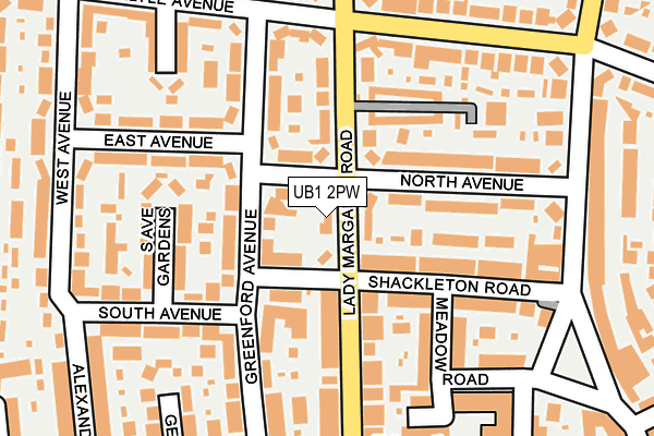 UB1 2PW map - OS OpenMap – Local (Ordnance Survey)