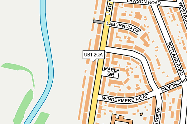 UB1 2QA map - OS OpenMap – Local (Ordnance Survey)
