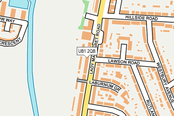 UB1 2QB map - OS OpenMap – Local (Ordnance Survey)