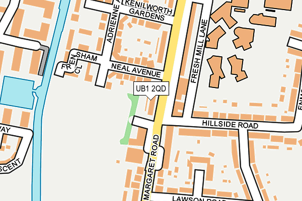 UB1 2QD map - OS OpenMap – Local (Ordnance Survey)