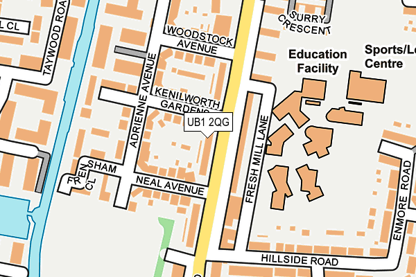 UB1 2QG map - OS OpenMap – Local (Ordnance Survey)