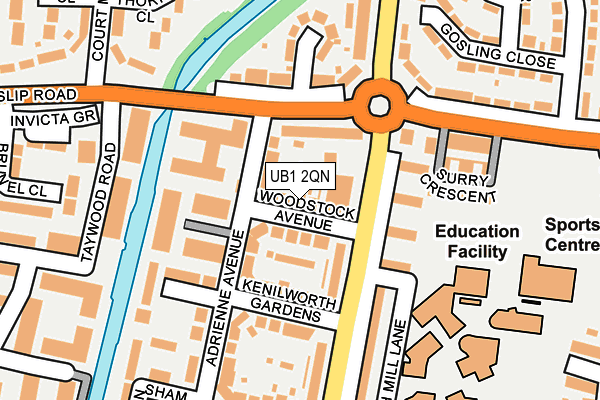 UB1 2QN map - OS OpenMap – Local (Ordnance Survey)