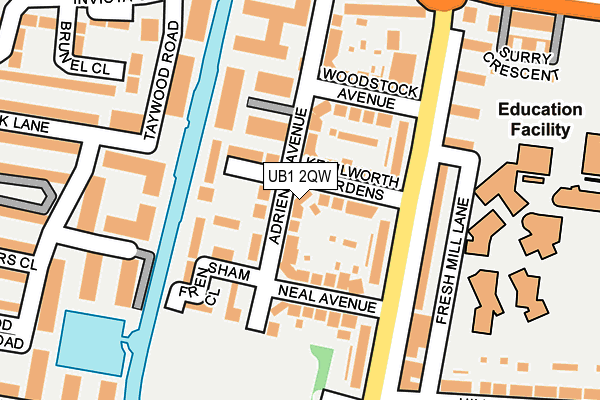 UB1 2QW map - OS OpenMap – Local (Ordnance Survey)
