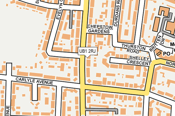 UB1 2RJ map - OS OpenMap – Local (Ordnance Survey)