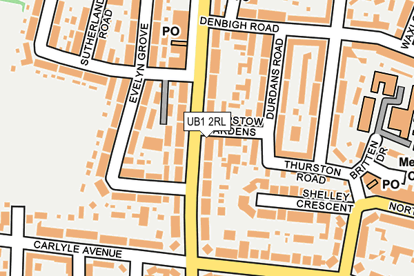 UB1 2RL map - OS OpenMap – Local (Ordnance Survey)