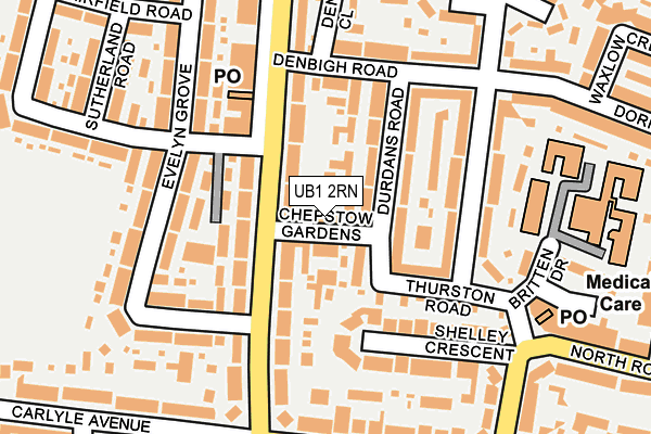 UB1 2RN map - OS OpenMap – Local (Ordnance Survey)