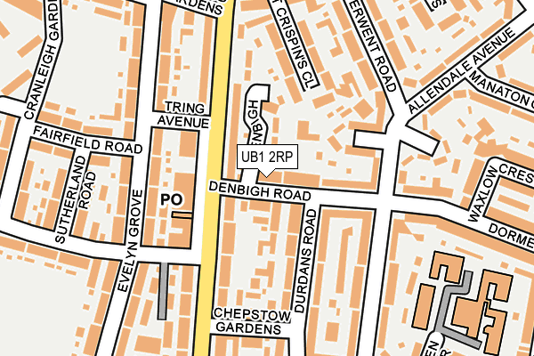 UB1 2RP map - OS OpenMap – Local (Ordnance Survey)