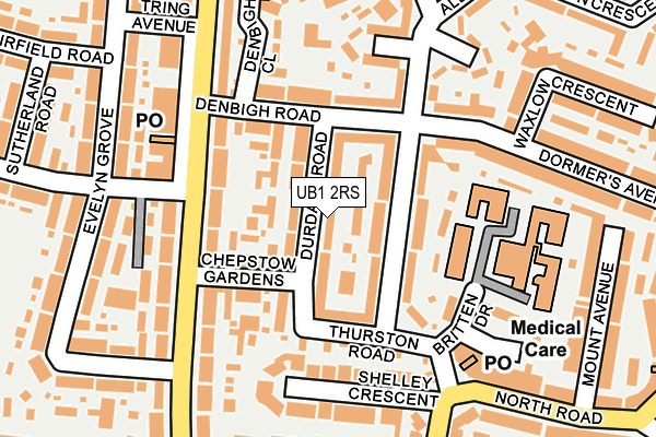 UB1 2RS map - OS OpenMap – Local (Ordnance Survey)