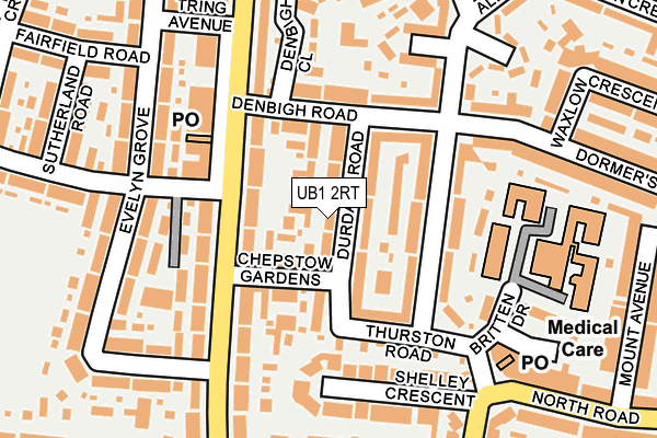 UB1 2RT map - OS OpenMap – Local (Ordnance Survey)