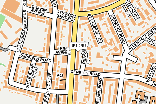 UB1 2RU map - OS OpenMap – Local (Ordnance Survey)