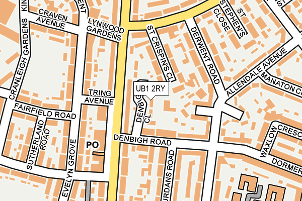 UB1 2RY map - OS OpenMap – Local (Ordnance Survey)