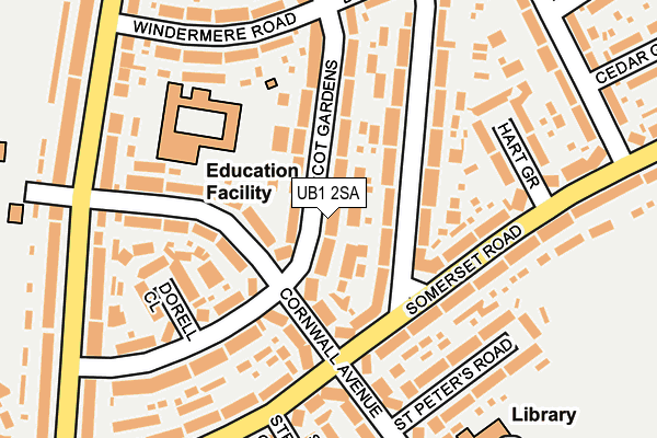 UB1 2SA map - OS OpenMap – Local (Ordnance Survey)