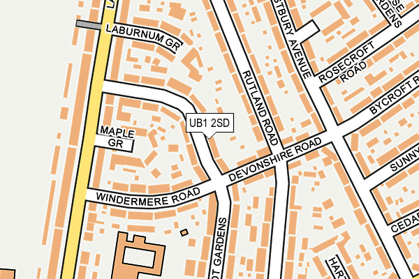 UB1 2SD map - OS OpenMap – Local (Ordnance Survey)