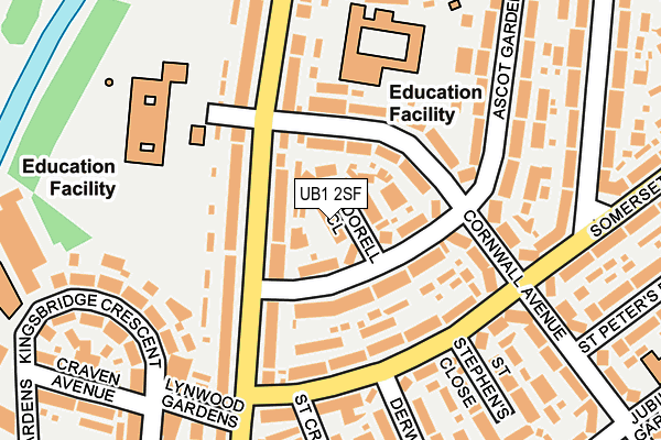 UB1 2SF map - OS OpenMap – Local (Ordnance Survey)