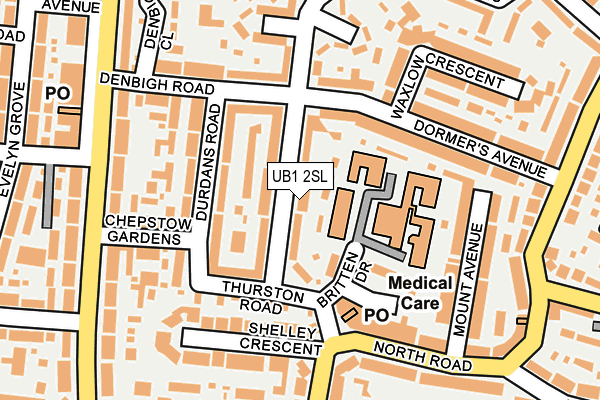 UB1 2SL map - OS OpenMap – Local (Ordnance Survey)