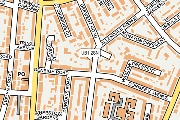 UB1 2SN map - OS OpenMap – Local (Ordnance Survey)