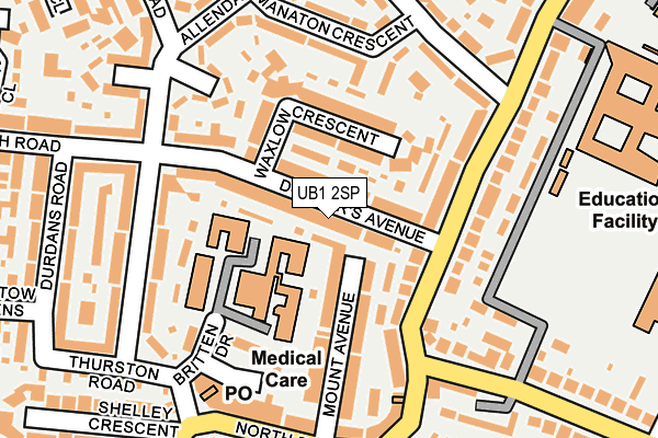 UB1 2SP map - OS OpenMap – Local (Ordnance Survey)