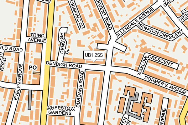 UB1 2SS map - OS OpenMap – Local (Ordnance Survey)