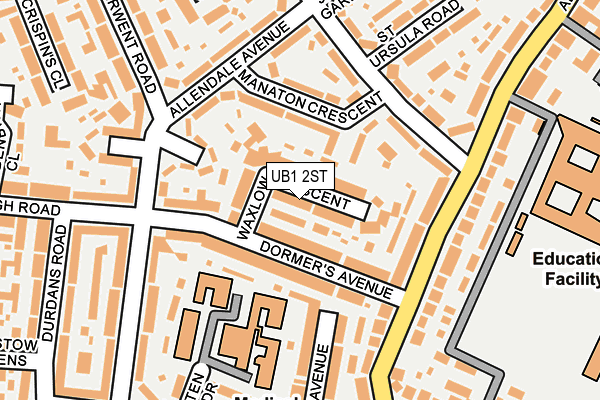 UB1 2ST map - OS OpenMap – Local (Ordnance Survey)