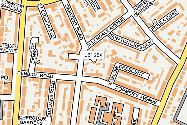 UB1 2SX map - OS OpenMap – Local (Ordnance Survey)
