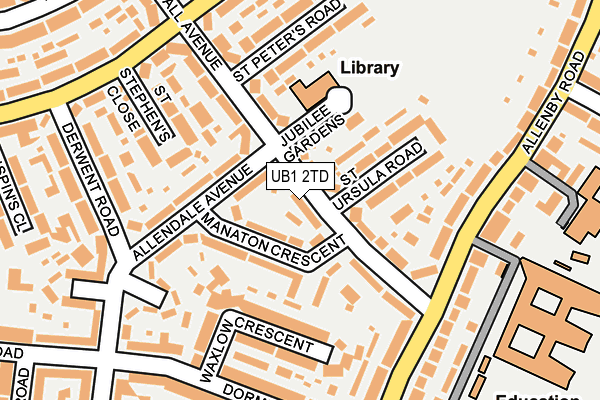 UB1 2TD map - OS OpenMap – Local (Ordnance Survey)