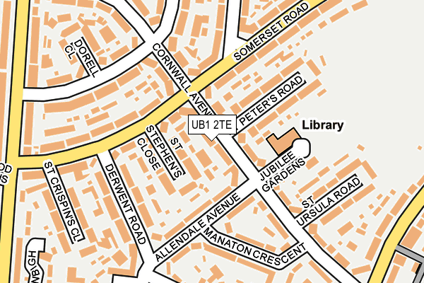 UB1 2TE map - OS OpenMap – Local (Ordnance Survey)