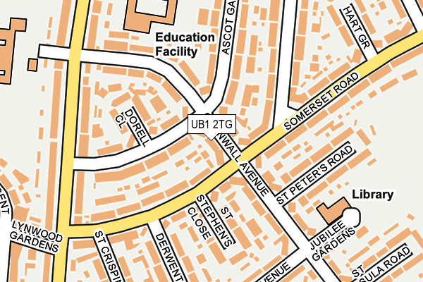 UB1 2TG map - OS OpenMap – Local (Ordnance Survey)