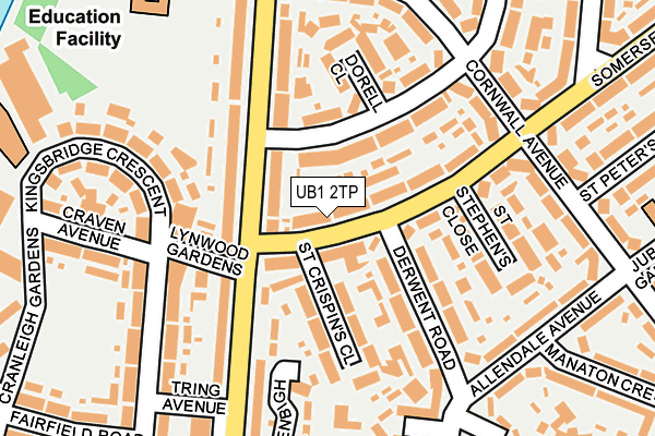 UB1 2TP map - OS OpenMap – Local (Ordnance Survey)