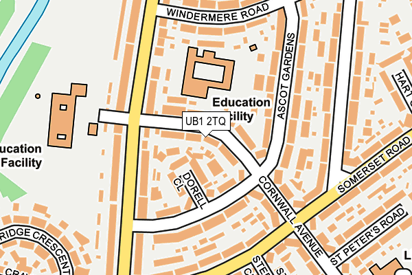 UB1 2TQ map - OS OpenMap – Local (Ordnance Survey)