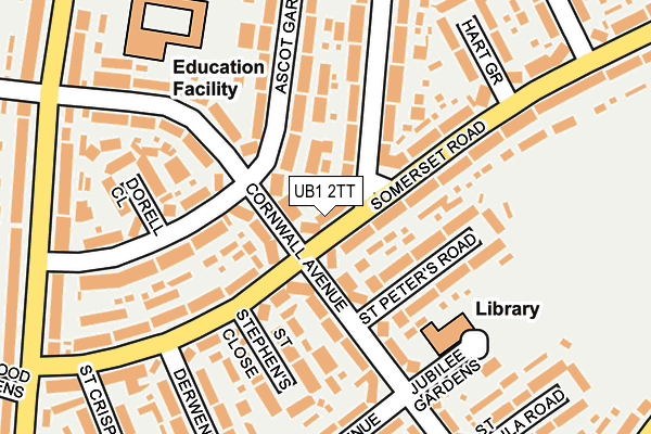 UB1 2TT map - OS OpenMap – Local (Ordnance Survey)