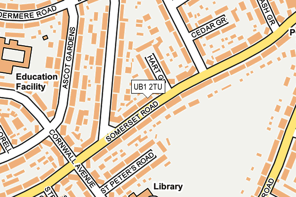 UB1 2TU map - OS OpenMap – Local (Ordnance Survey)