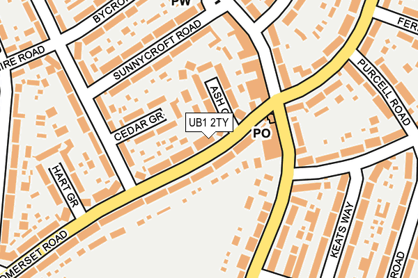 UB1 2TY map - OS OpenMap – Local (Ordnance Survey)