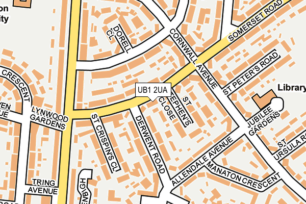 UB1 2UA map - OS OpenMap – Local (Ordnance Survey)