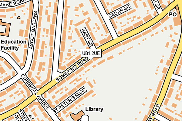 UB1 2UE map - OS OpenMap – Local (Ordnance Survey)