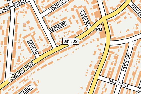 UB1 2UG map - OS OpenMap – Local (Ordnance Survey)