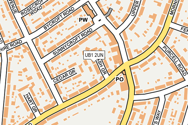 UB1 2UN map - OS OpenMap – Local (Ordnance Survey)