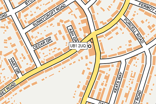 UB1 2UQ map - OS OpenMap – Local (Ordnance Survey)
