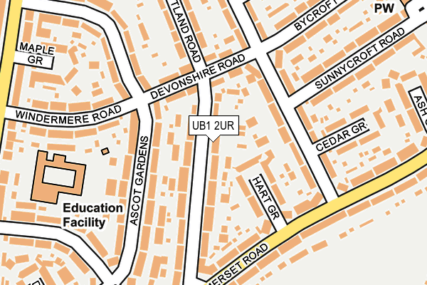 UB1 2UR map - OS OpenMap – Local (Ordnance Survey)