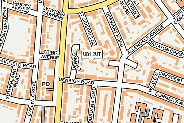 UB1 2UT map - OS OpenMap – Local (Ordnance Survey)