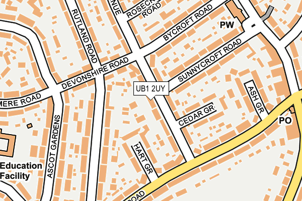UB1 2UY map - OS OpenMap – Local (Ordnance Survey)